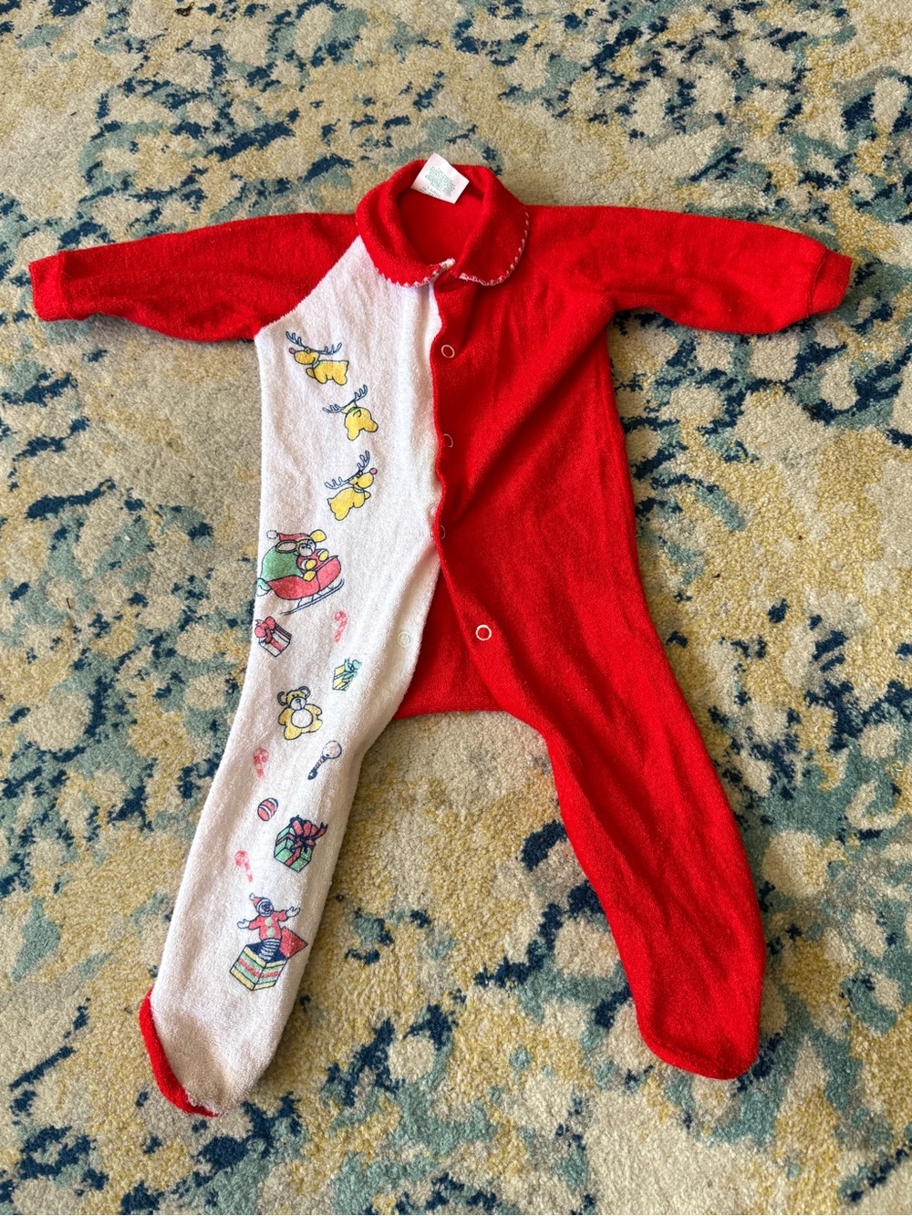 Vintage Dimi Kessler Baby Christmas footed pajamas size 19-24lbs